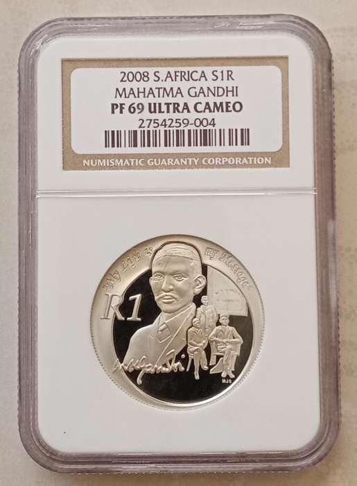 2008 Gandhi proof silver R1 NGC PF69 Ultra Cameo