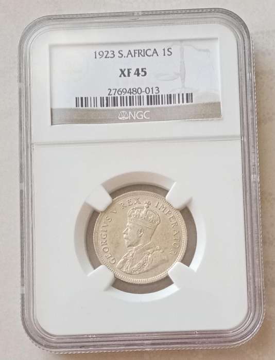 1923 Union silver shilling NGC XF45