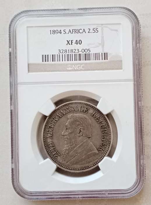 1894 ZAR Kruger silver 2 1/2 Shillings NGC XF40