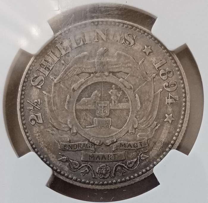 1894 ZAR Kruger silver 2 1/2 Shillings NGC XF40