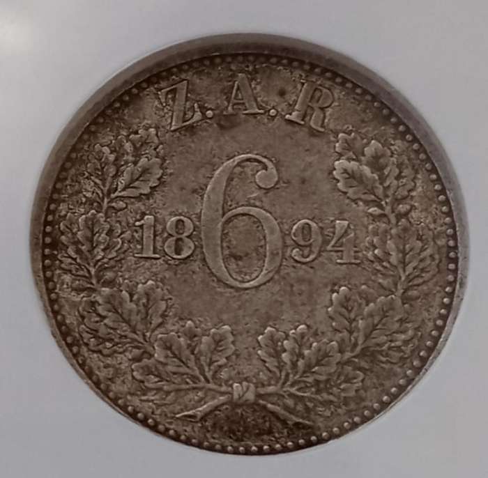 1894 Kruger silver sixpence NGC XF45