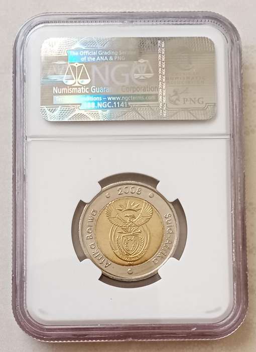Scarcer 2008 Mandela 90th bday R5 NGC MS65 (Laser Frosted)