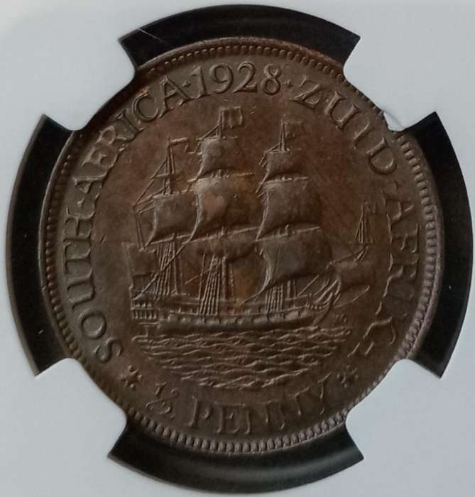High grade 1928 Union 1/2 penny NGC AU55 BN