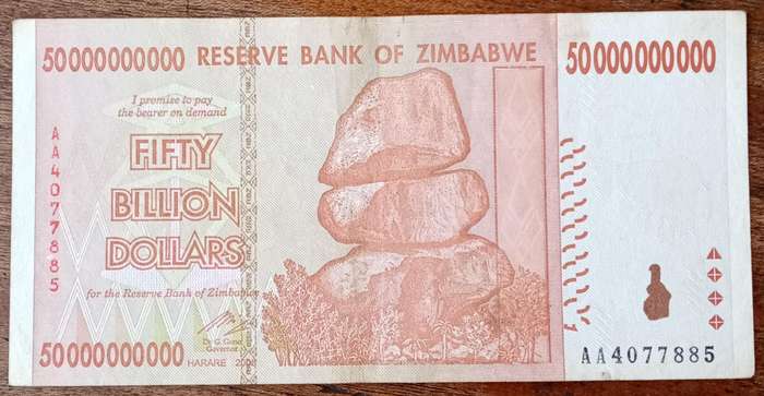 Zimbabwe 50 Billion dollars note (2008).