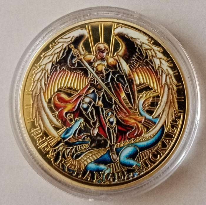Archangel Michael commemorative novelty coin with inspirational bible verse - (40mm)