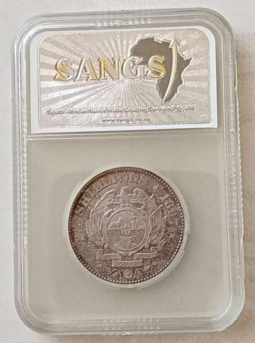 1897 ZAR Kruger silver 2 1/2 Shillings SANGS AU53