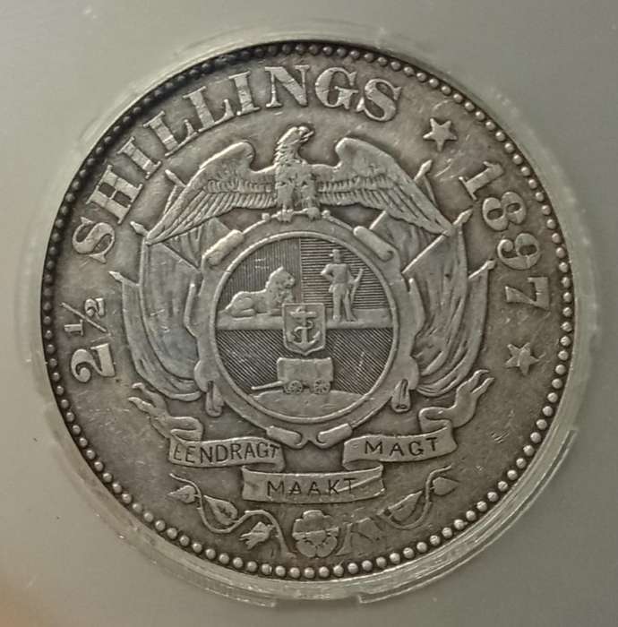 1897 ZAR Kruger silver 2 1/2 Shillings SANGS AU50
