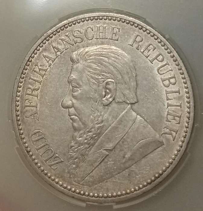 1897 ZAR Kruger silver 2 1/2 Shillings SANGS AU53