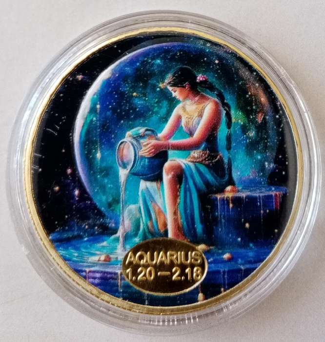 Aquarius Zodiac sign commemorative novelty coin (40mm)