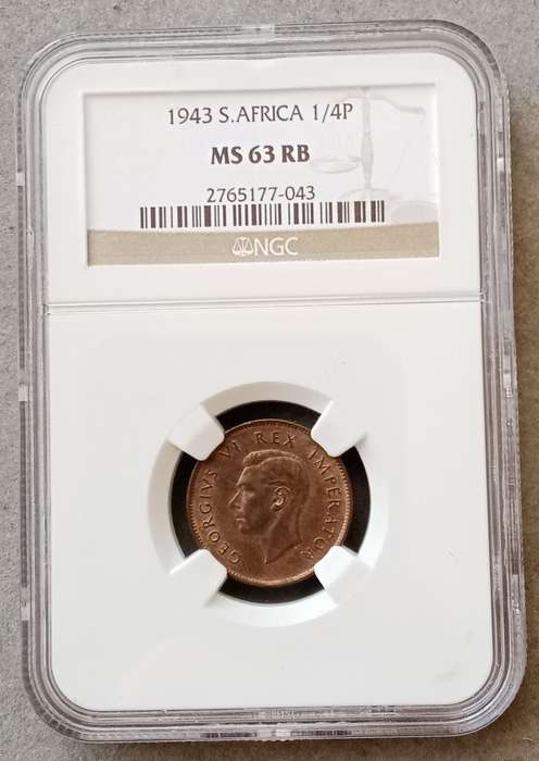 Nice 1944 Union 1/4 penny NGC MS63 RB