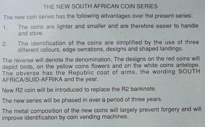 1989 S.A pattern coin set in folder