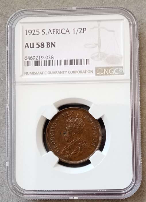Nice 1925 Union 1/2 Penny NGC AU58 BN (mintage: 69295)