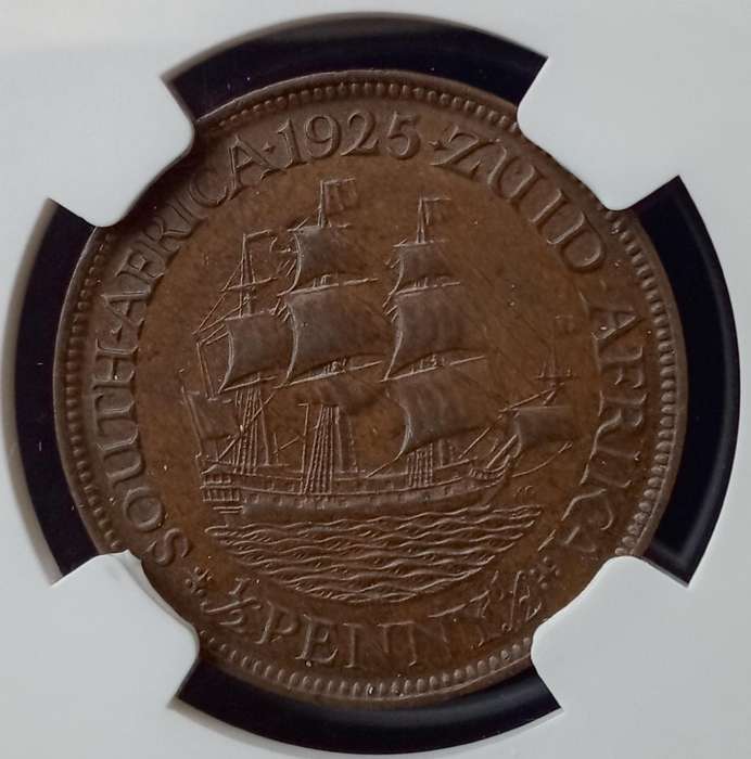 Nice 1925 Union 1/2 Penny NGC AU58 BN (mintage: 69295)