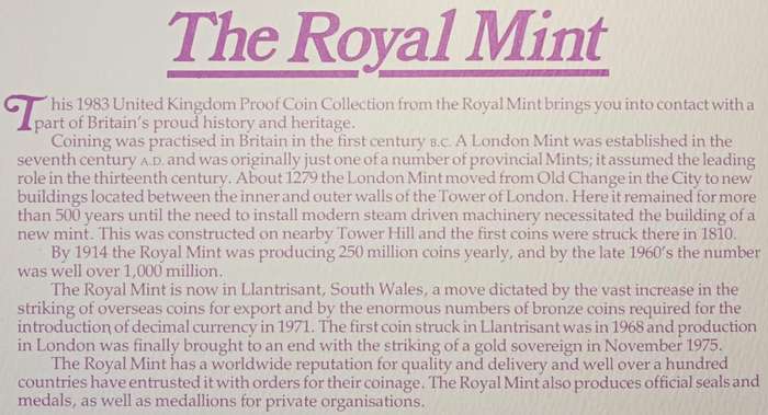 Nice 1983 Great Britain Royal Mint proof set in blue case