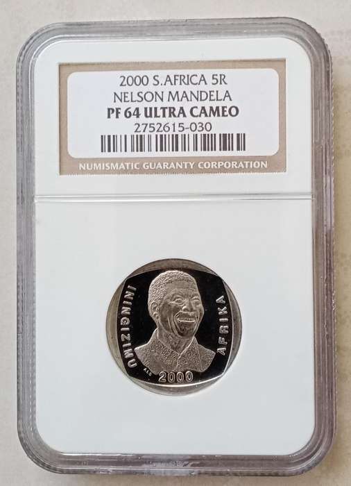 2000 Mandela proof R5 NGC graded PF64 Ultra Cameo.