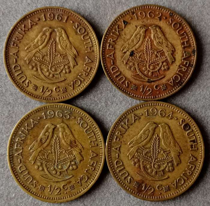 Complete 1961-1964 van Riebeeck 1/2c set