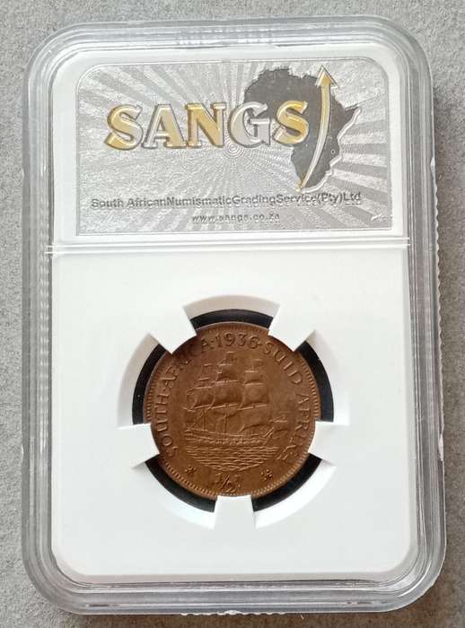 1936 Union 1/2 penny SANGS AU58 BN (Almost mint state)
