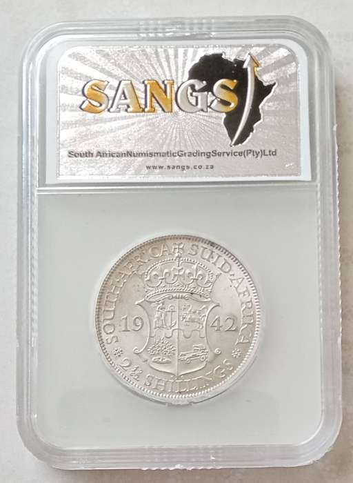 1942 Union silver 2 1/2 Shillings SANGS MS62
