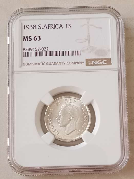 Nice 1938 Union silver shilling NGC MS63
