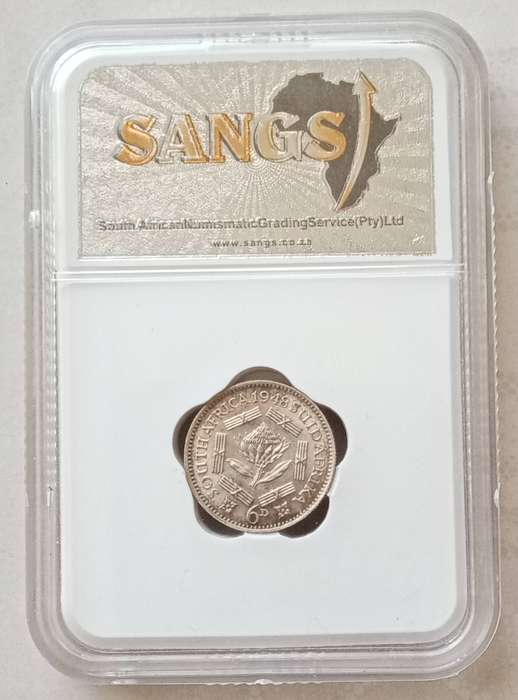 1948 Union silver sixpence SANGS MS64