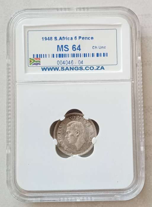 1948 Union silver sixpence SANGS MS64