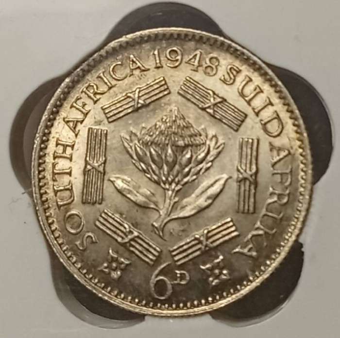1948 Union silver sixpence SANGS MS64