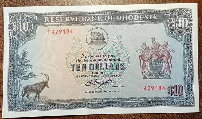 1979 Rhodesia uncirculated $10 note