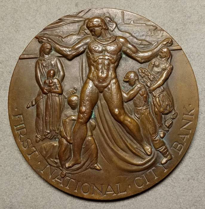 1962 First National City Bank (NY) large 7.50cm (150th anniversary) bronze medal