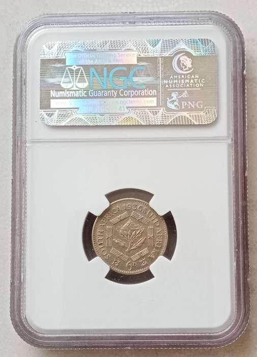 High grade 1936 union silver sixpence NGC AU55