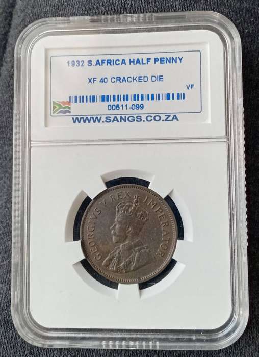 1932 Union 1/2 Penny SANGS XF40 - Cracked Die