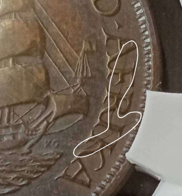 1932 Union 1/2 Penny SANGS XF40 - Cracked Die