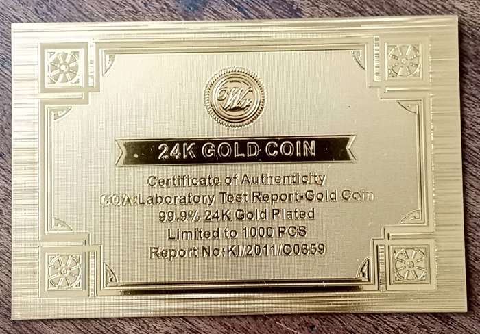 5 Piece Egyptian Pharaoh gilded novelty coin set in box with certificate (40mm)