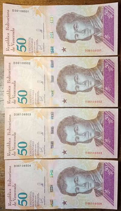 Set of x4 Venezuela 2018 consecutive 50 Bolivares notes