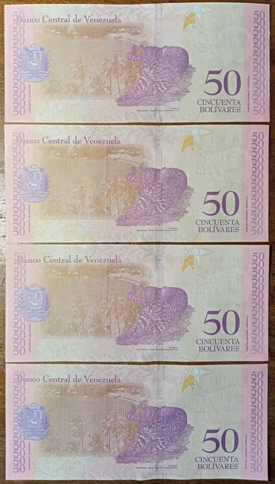 Set of x4 Venezuela 2018 consecutive 50 Bolivares notes