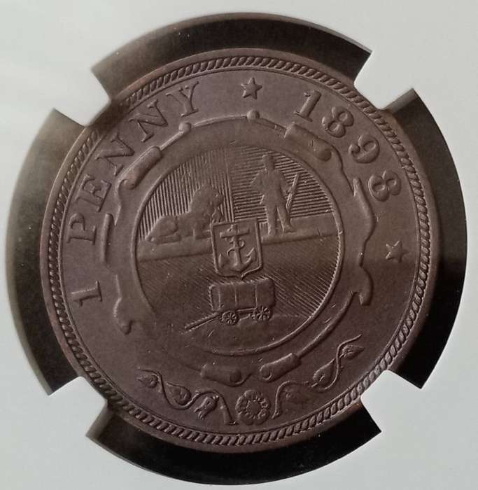 Nice 1898 ZAR Kruger penny NGC AU50 BN
