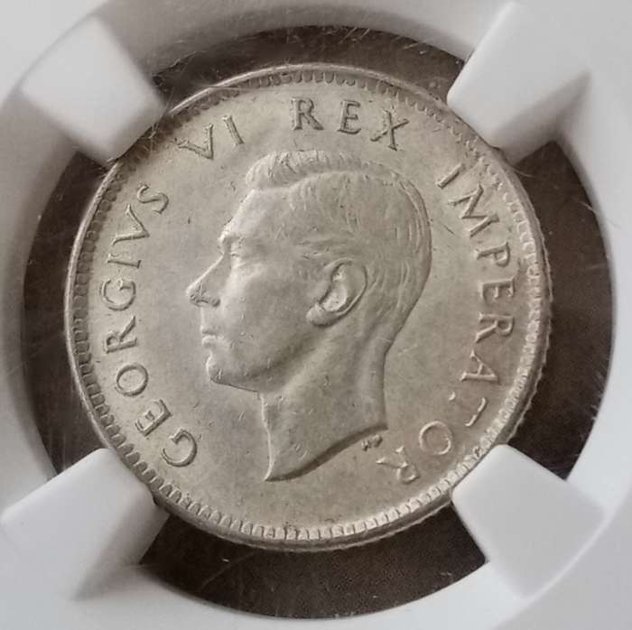 High grade 1938 union silver sixpence NGC AU58