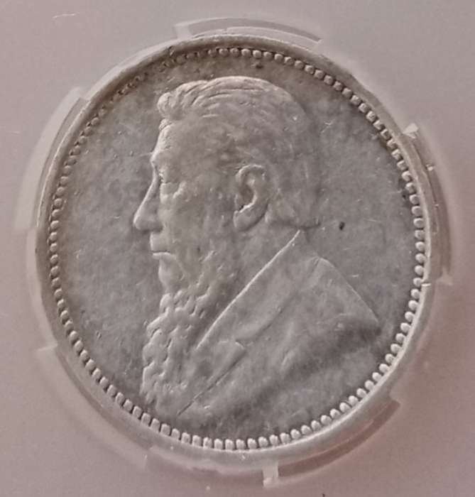 1897 ZAR Kruger silver tickey SANGS AU53