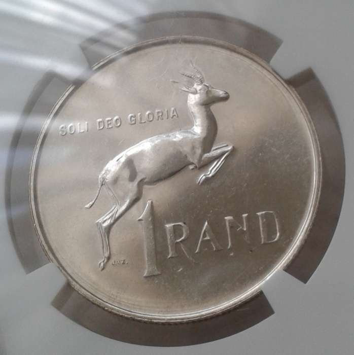 1967 Afrikaans silver R1 NGC MS62 (Morgan Carroll Collection)
