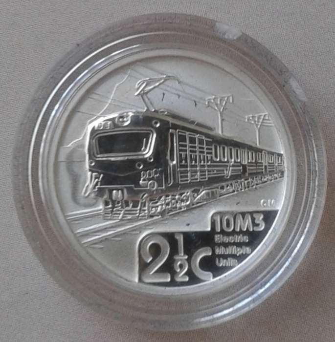 Scarcer 2014 (Trains of S.A - Class 10M3) DBN Flypress proof silver 2 1/2c in bag