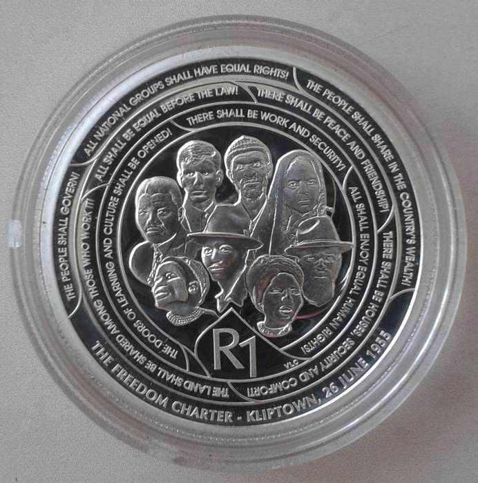 2017 Mandela proof silver R1 in box incl.certificate - Freedom Charter