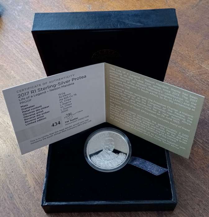 2017 Mandela proof silver R1 in box incl.certificate - Freedom Charter
