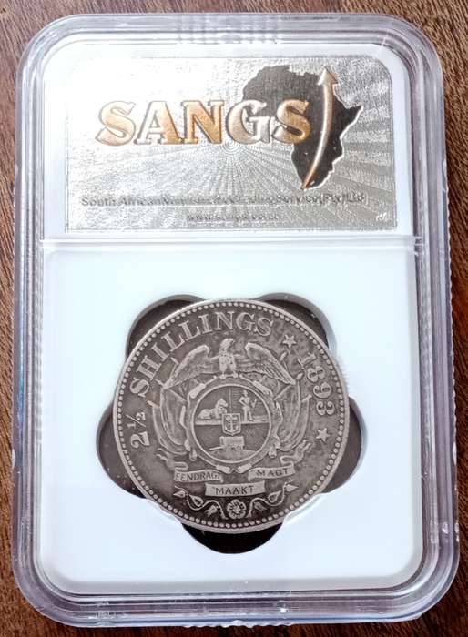 Scarce 1893 ZAR Kruger silver 2 1/2 Shillings SANGS VF20