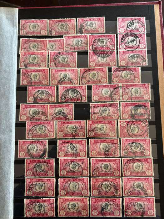 Very old stockbook with an amazing postmarks collection of SA Union and some colonies.