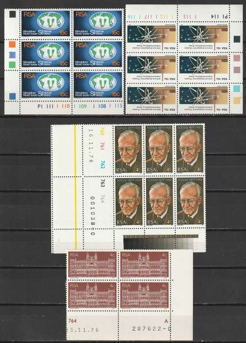 RSA - 1977  All commemorative issues in cylinder blocks of six  **MNH**