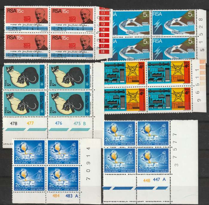 Republic of South Africa - 1968-1973 issues  11 blocks of 4 **MNH**