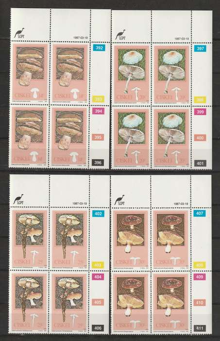 CISKEI -  1987  4 Complete sets in control blocks of 4 **MNH**