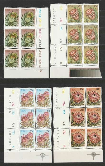 RSA - 1977 Proteas 3rd Definitive issue 16 control blocks of six **MNH**