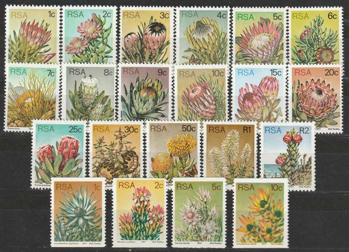 RSA - 1977  Protea  3rd  Definitive issue  Complete set with coils  **MNH**