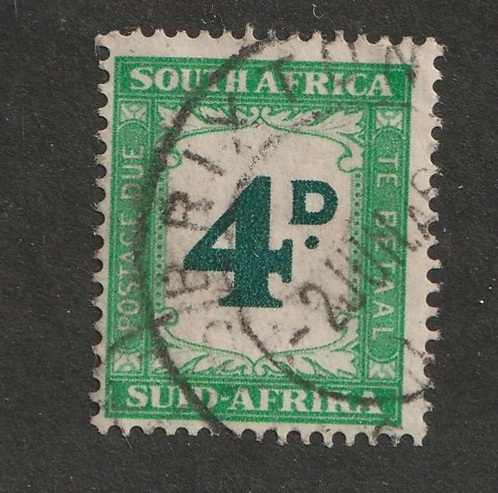 UNION -  Postage Due  1950 issue 4d green and emerald SACC D41 VF USED
