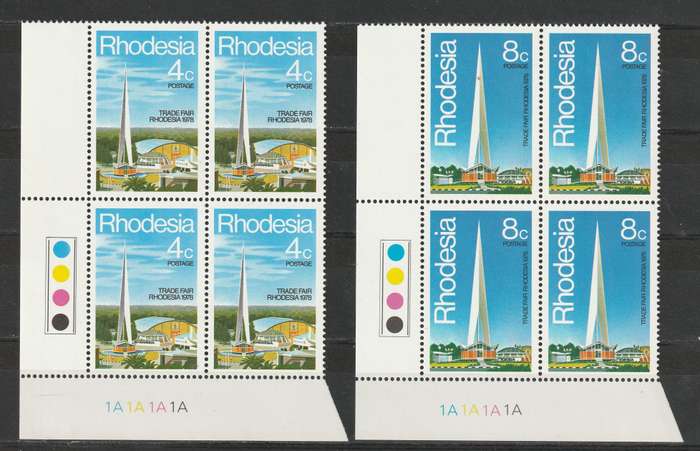 RHODESIA  - 1977  Issues  3 Complete sets in Cylinder blocks of 4  **MNH**